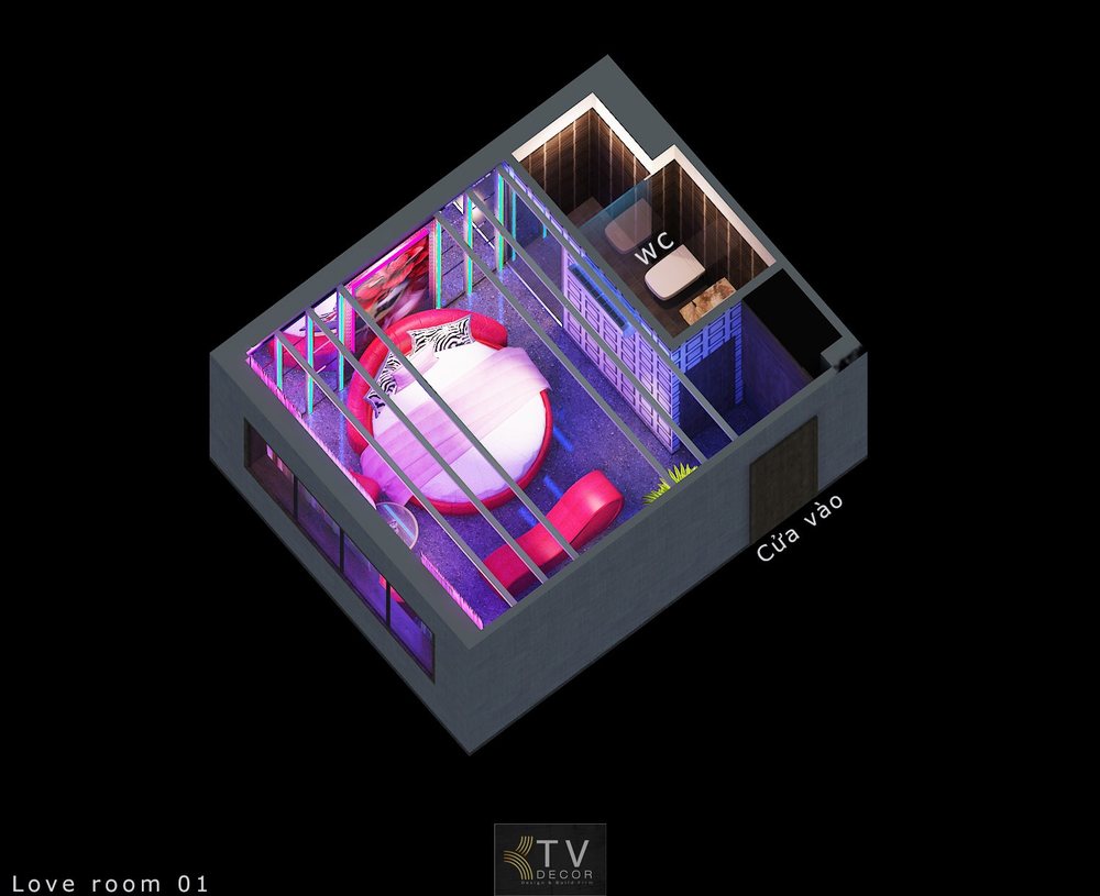 Phòng khách sạn tình yêu diện tích 32-35m², thiết kế chủ đề chuồng chim 3