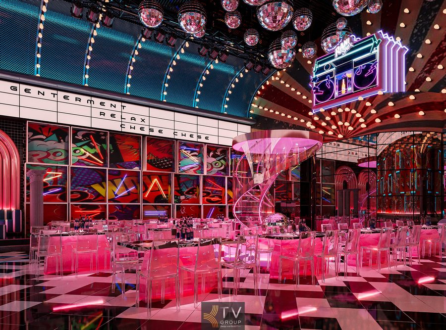 Hiệu ứng Disco Ball nhiều cấp độ kết hợp ánh sáng xoay, tạo không gian tiệc tùng cổ điển nhưng hiện đại, phù hợp các đêm DJ chủ đề 