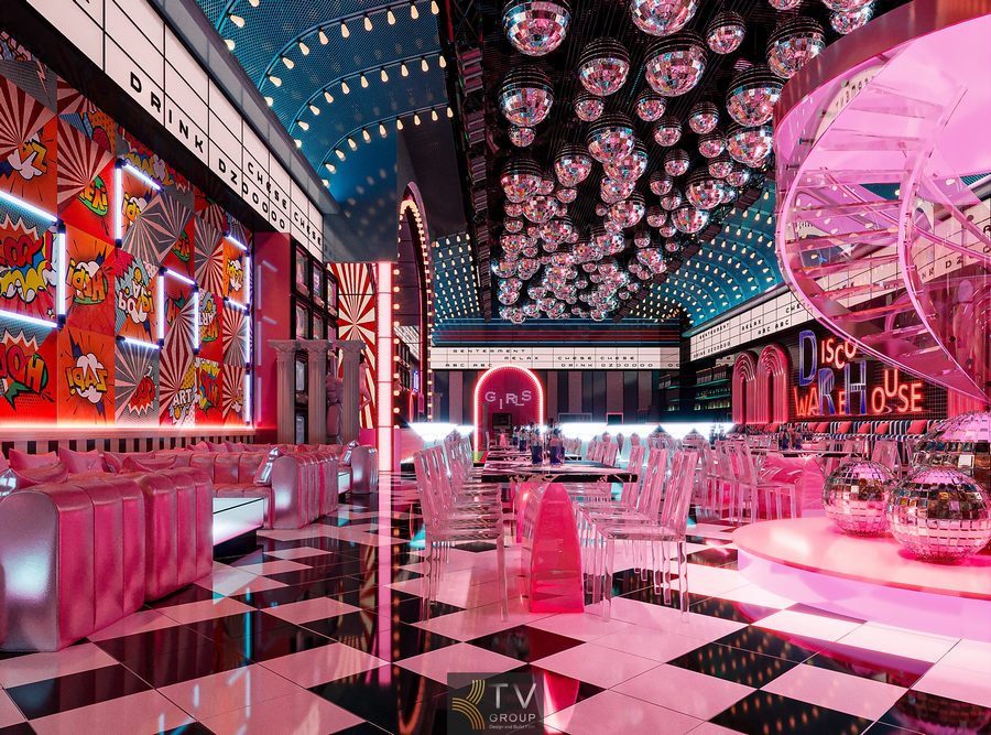 Không gian lounge cao cấp với inox mạ màu gold tạo điểm nhấn sang trọng, phù hợp khách hàng yêu thích tiệc tối và phong cách luxury. 