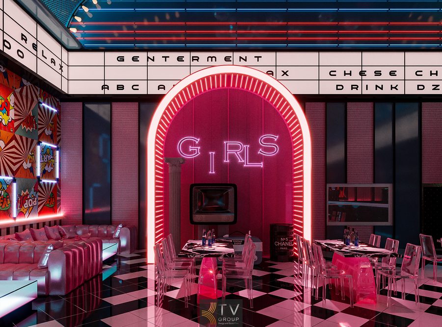 Khu bar center bố trí dạng vòng tròn, giúp bartender phục vụ nhanh, đồng thời trở thành điểm nhấn thị giác quan trọng trong tổng thể không gian Bar Lounge Beer. 