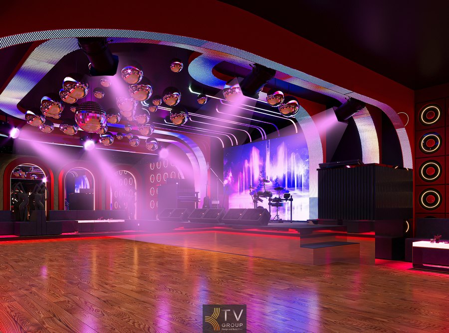 Sàn gỗ phòng trà tạo cảm giác ấm cúng cho khiêu vũ và ca hát.  Không gian phòng trà mang phong cách nightlife nhẹ nhàng và sang trọng. 