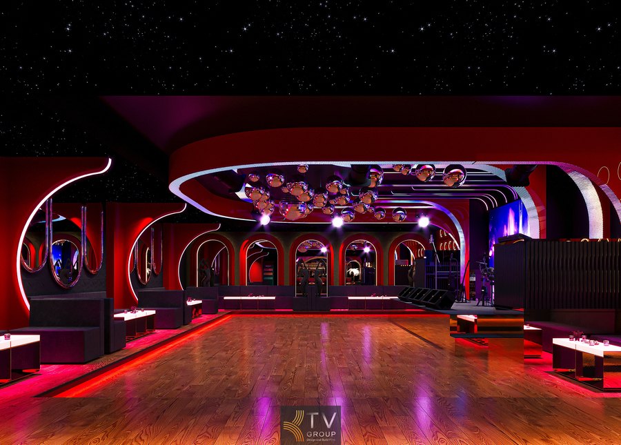 Hệ thống ánh sáng nghệ thuật cho không gian phòng trà khiêu vũ cao cấp.  Không gian cafe kết hợp phòng trà hát live dành cho giới trẻ yêu âm nhạc. 