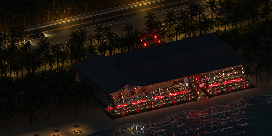 Hệ thống ghế mây đệm đỏ mang cảm giác truyền thống Nhật Bản. Không gian ăn uống ấm cúng của nhà hàng BBQ phong cách Nhật.