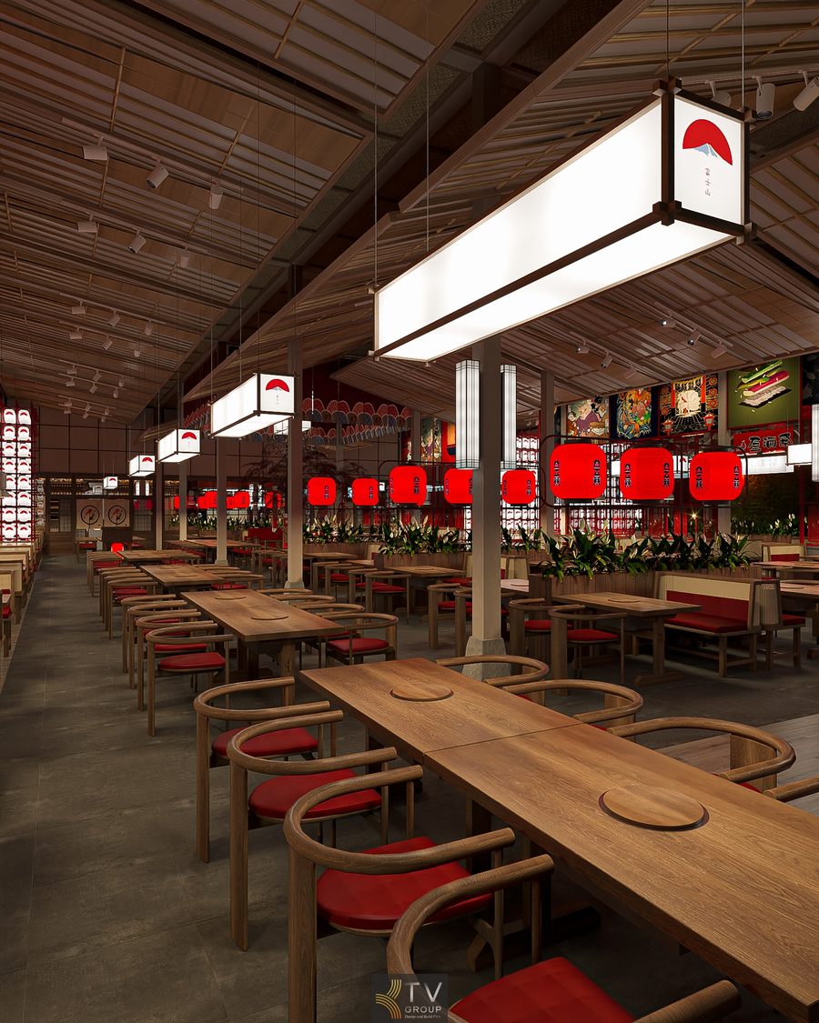 Dự án thiết kế và thi công nhà hàng Japan BBQ mang phong cách Nhật Bản hiện đại, sử dụng chất liệu gỗ chủ đạo kết hợp hệ thống đèn lồng đỏ đặc trưng, tạo nên không gian ấm cúng và đậm chất văn hóa. Bố trí bàn ghế tối ưu công năng, cùng ánh sáng hài hòa giúp mang đến trải nghiệm ẩm thực tinh tế và thoải mái cho thực khách.