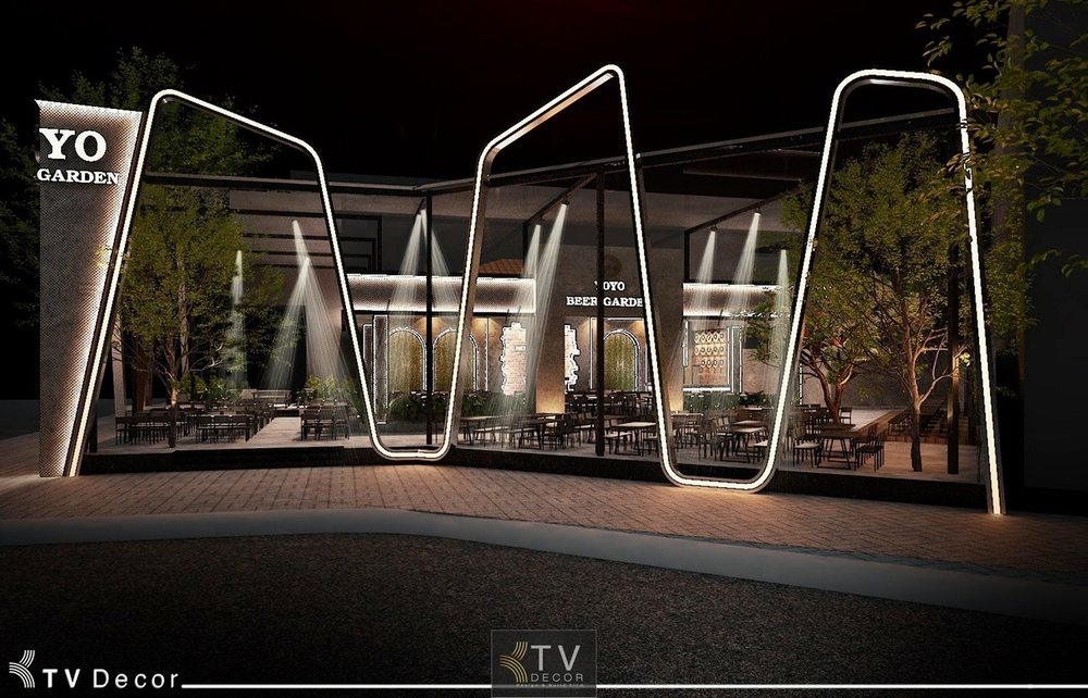 Thiết kế nội thất nhà hàng Beer Garden YOYO – Không gian mở, kết hợp cây xanh và ánh sáng tinh tế