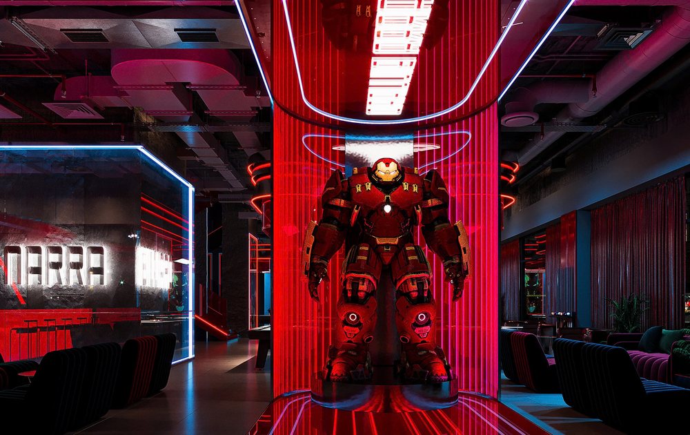 Không Gian Club BiDa Hiện Đại Với Tượng Hulkbuster Kích Thước Thật – Điểm Nhấn Không Thể Bỏ Qua