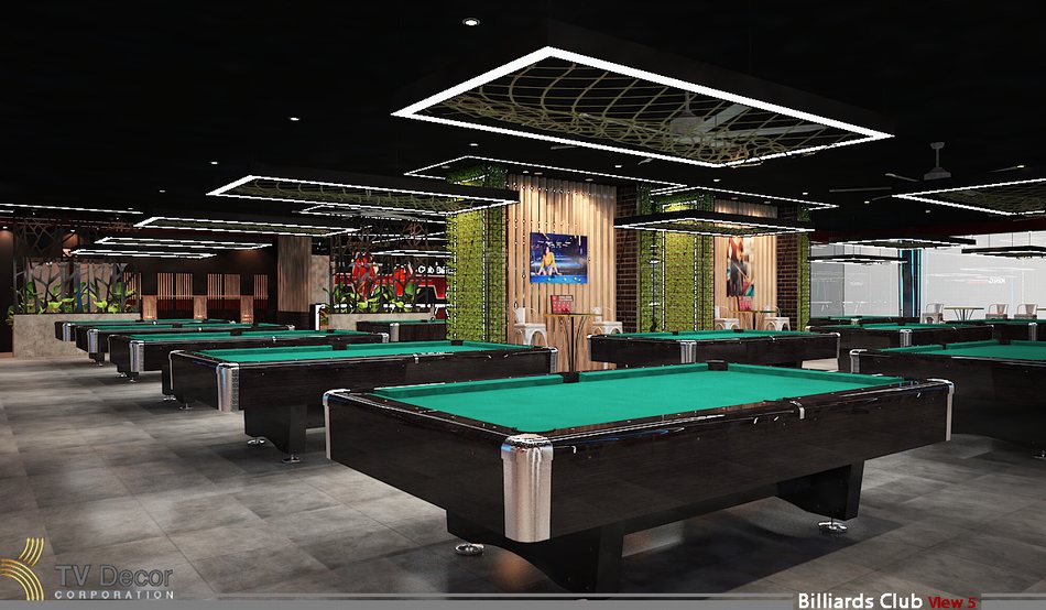 Thiết kế thi công quán bida chuyên nghiệp – Không gian Club Billiards hiện đại tại TP.HCMThiết kế thi công quán bida chuyên nghiệp – Không gian Club Billiards hiện đại tại TP.HCM
