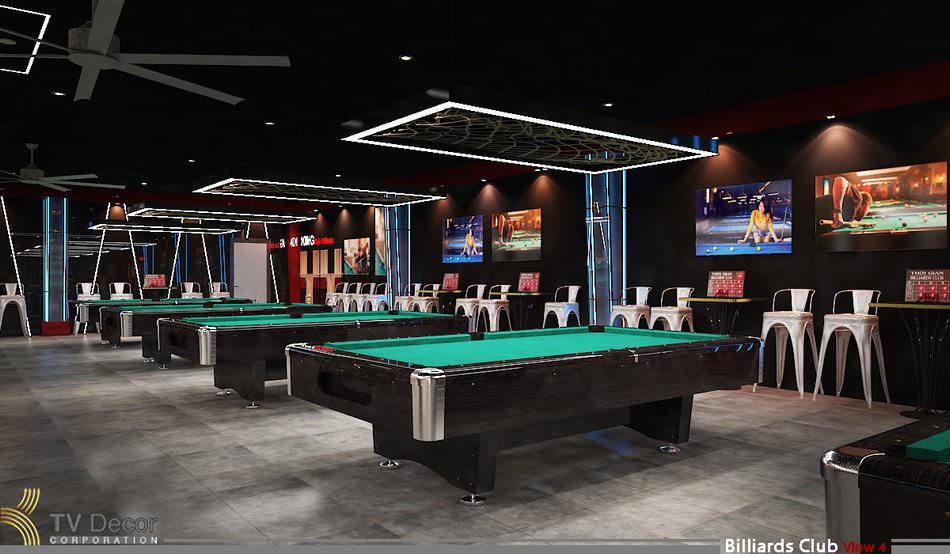 Thiết kế quán bida hiện đại – Thi công nội thất Billiards Club đẳng cấp cùng KTV Decor