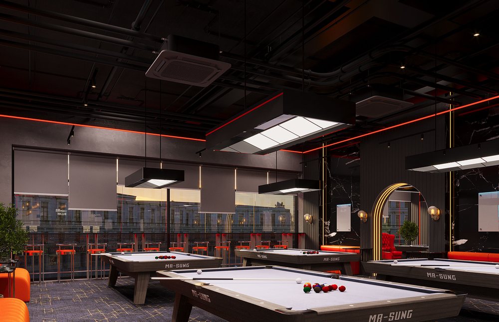 Thiết kế Club Billiard tầng 1 – NARRA BILLIARDS | Không gian đẳng cấp, hiện đại 1000m²V