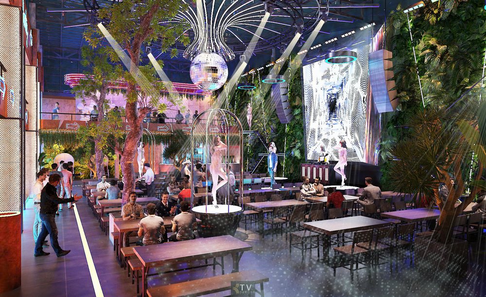 Beer Garden đậm chất nightlife với sân khấu hoành tráng, DJ, vũ công biểu diễn, ánh sáng rực rỡ và không gian cây xanh tạo nên trải nghiệm giải trí đỉnh cao.