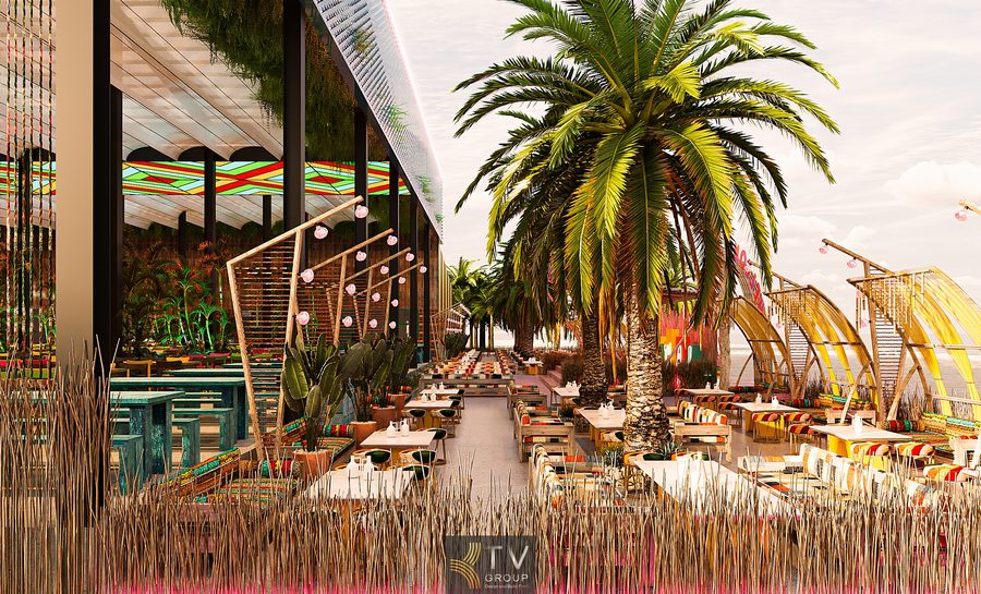 Thiết kế thi công nhà hàng Garden phong cách Thái mang lại trải nghiệm ẩm thực đầy mới lạ với không gian mở, nhiều cây xanh và vật liệu tre nứa đặc trưng. Sự kết hợp giữa ánh sáng ấm, nội thất gỗ mộc và màu sắc tươi tắn tạo nên bầu không khí thư giãn, đậm chất Thái Lan hiện đại nhưng vẫn rất gần gũi thiên nhiên. 