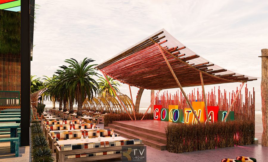 Không gian nhà hàng Garden phong cách Thái gây ấn tượng bởi hệ thống chòi tre, ghế gỗ và khu vườn xanh bao quanh. Thiết kế sử dụng ánh sáng vàng tạo sự ấm cúng, cùng hoa văn Thái đặc trưng giúp khách cảm nhận trọn vẹn tinh thần văn hóa Thái. Đây là lựa chọn lý tưởng cho tiệc ngoài trời và trải nghiệm ẩm thực độc đáo. 