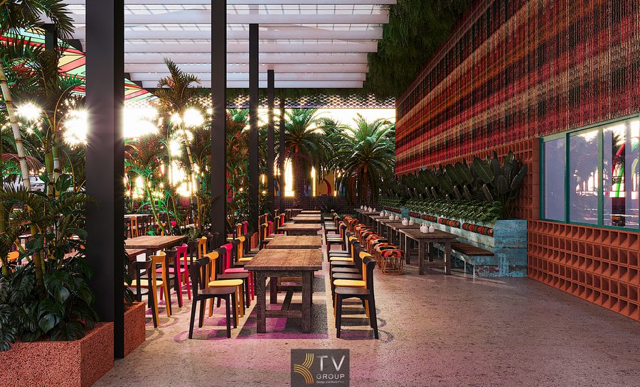 Nhà hàng Garden phong cách Thái được thiết kế như một resort thu nhỏ với mái tre cong, bàn ghế gỗ mộc và đệm họa tiết rực rỡ. Không gian thân thiện, rộng thoáng, phù hợp cho các buổi họp mặt và tiệc nhóm. Từng chi tiết đều phản ánh tinh thần Thái hiện đại pha lẫn nét truyền thống độc đáo. 