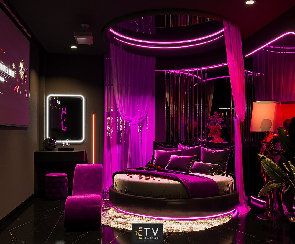 Mẫu phòng Love Hotel giường tròn cực quyến rũ và sang trọng
