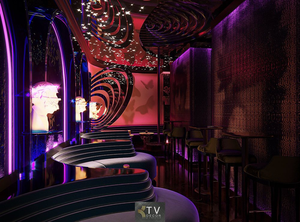 thiết kế lounge nhỏ, nội thất lounge 100m², bố trí lounge nightlife, ghế ngồi lounge đẹp, décor ánh sáng lounge, lounge chill concept, KTV DECOR