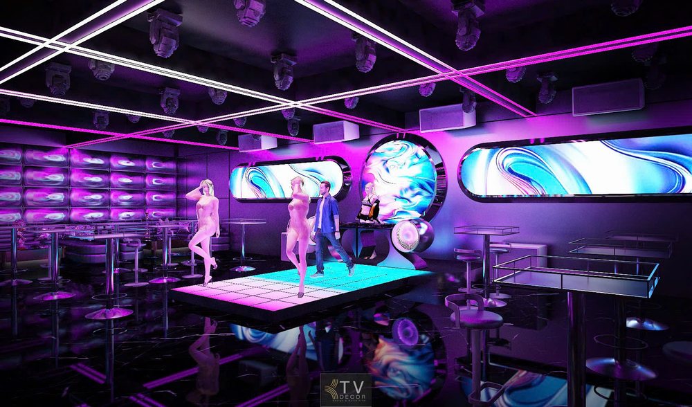 Thiết kế thi công quán Bar Lounge ánh sáng tím hồng hiện đại – sân khấu biểu diễn độc đáo – KTV DECOR