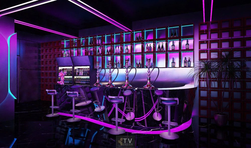 Thiết kế thi công quán Bar - Lounge phong cách Nightlife hiện đại, sắc tím nổi bật