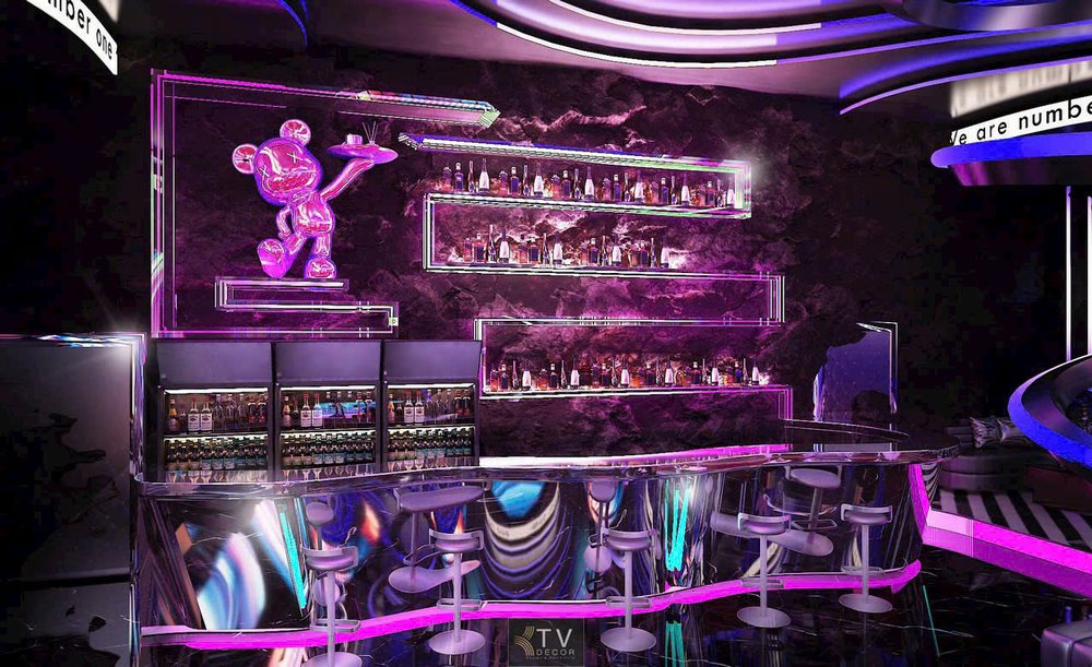Thiết kế thi công quán Bar – Lounge chuyên nghiệp với quầy bar trung tâm hiện đại đậm chất nghệ thuật