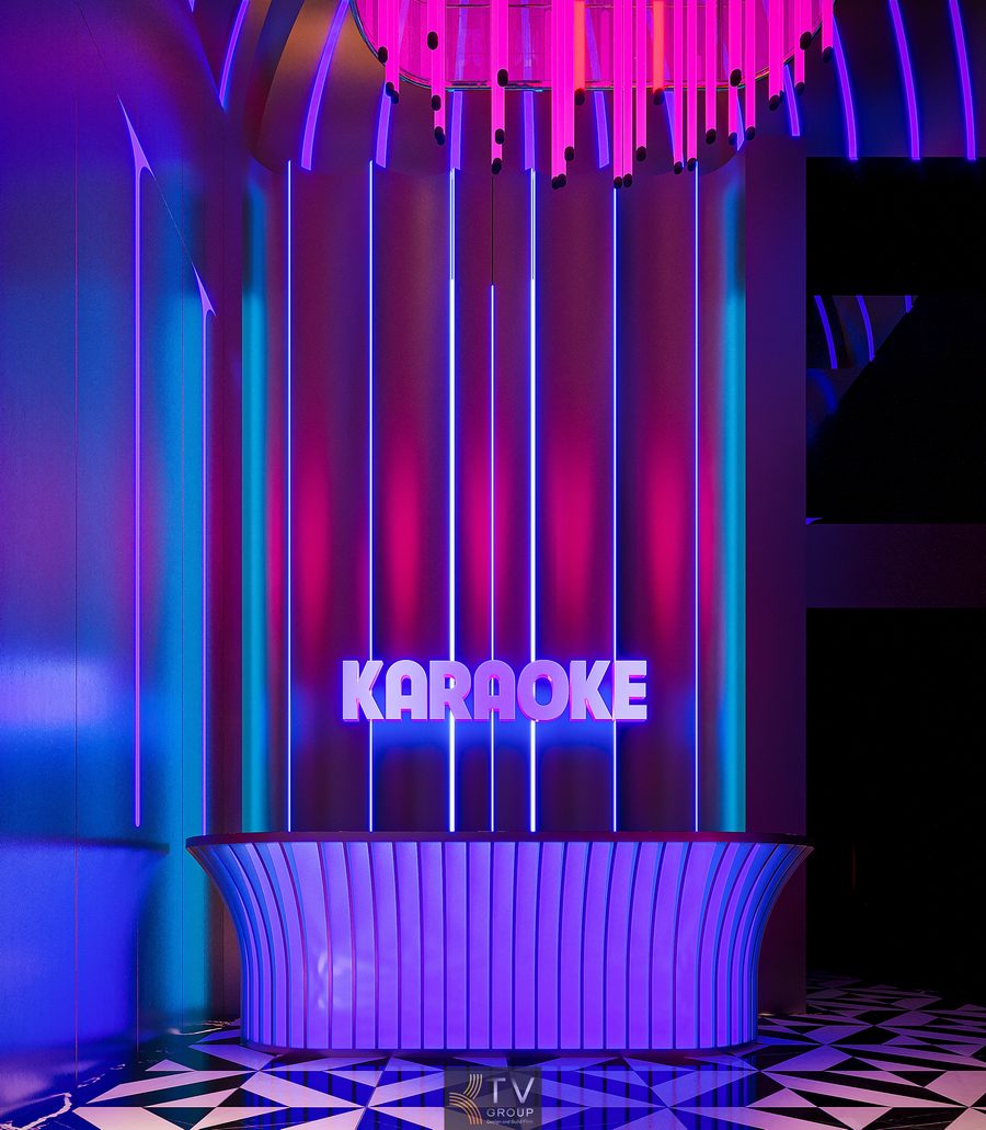 Thiết kế sảnh KTV Karaoke phong cách neon tại Cần Giờ 