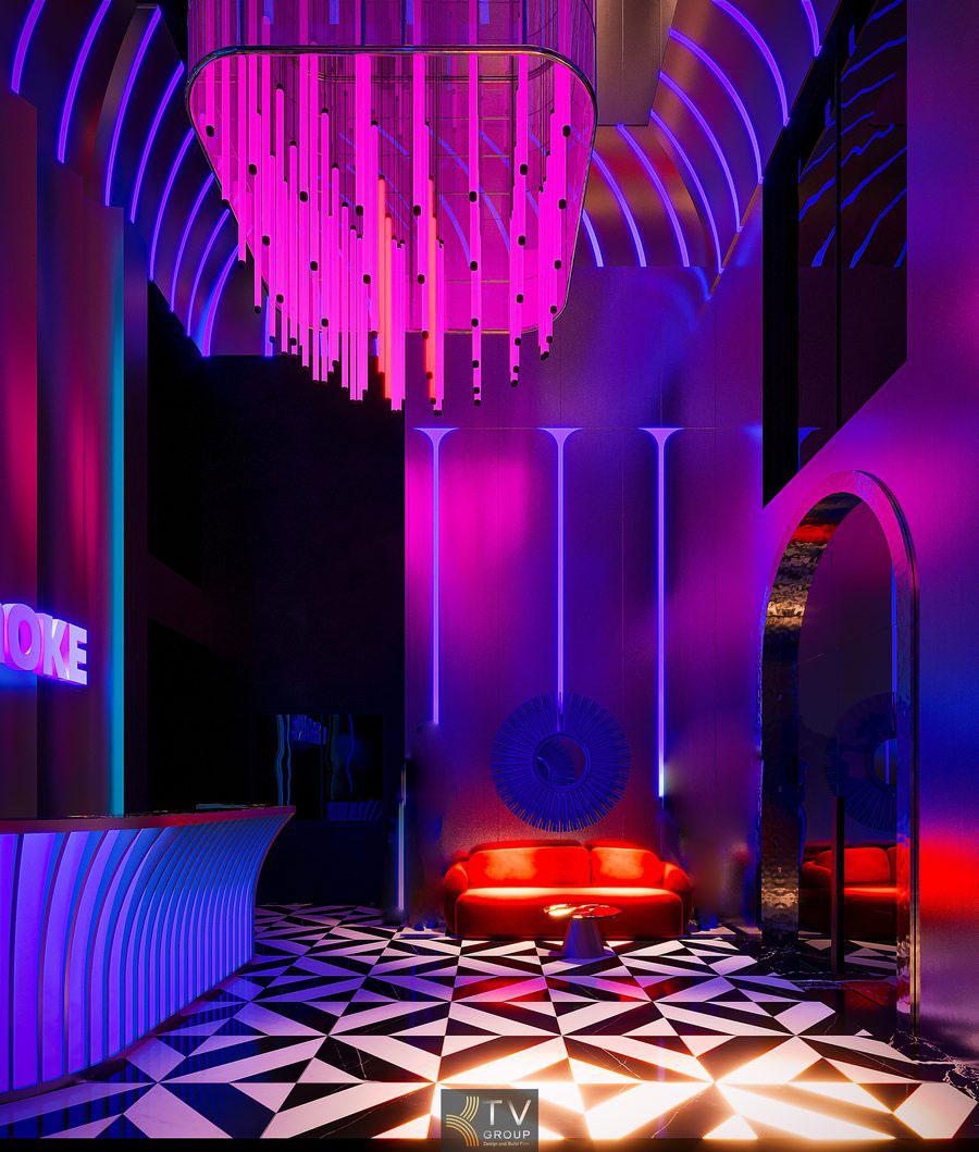 Đèn trần nghệ thuật LED trong sảnh karaoke cao cấp 2