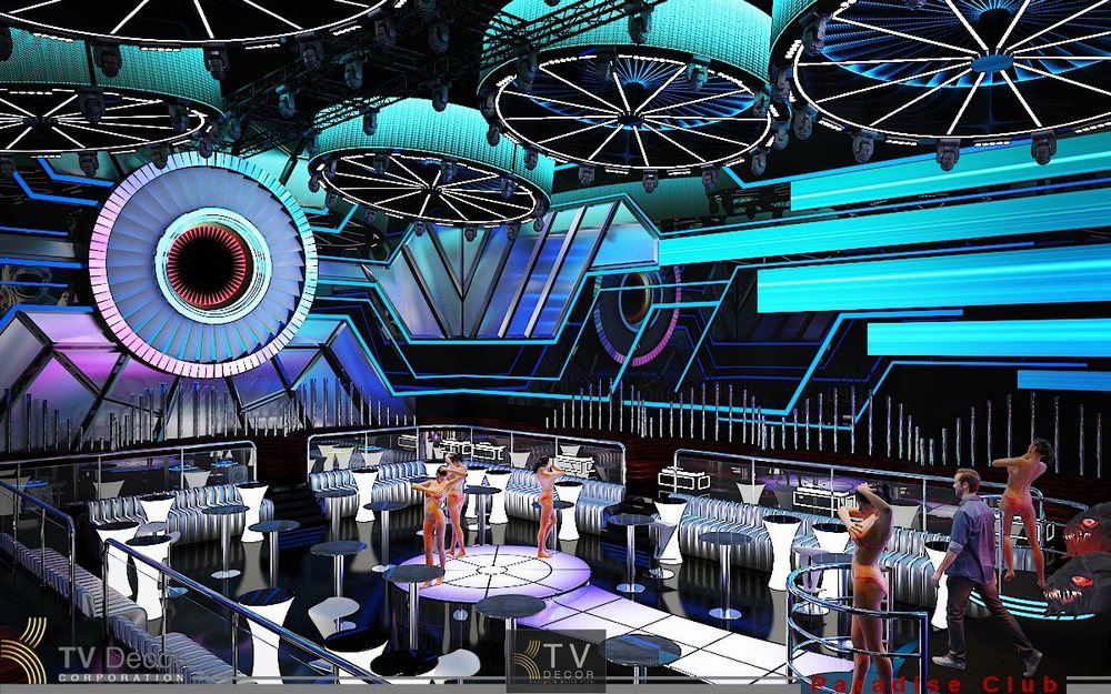 Hình ảnh dự án Paradise Club – một công trình nightlife mang dấu ấn mạnh mẽ được thực hiện bởi KTV Group – Top công ty thiết kế thi công Bar, Club và Lounge