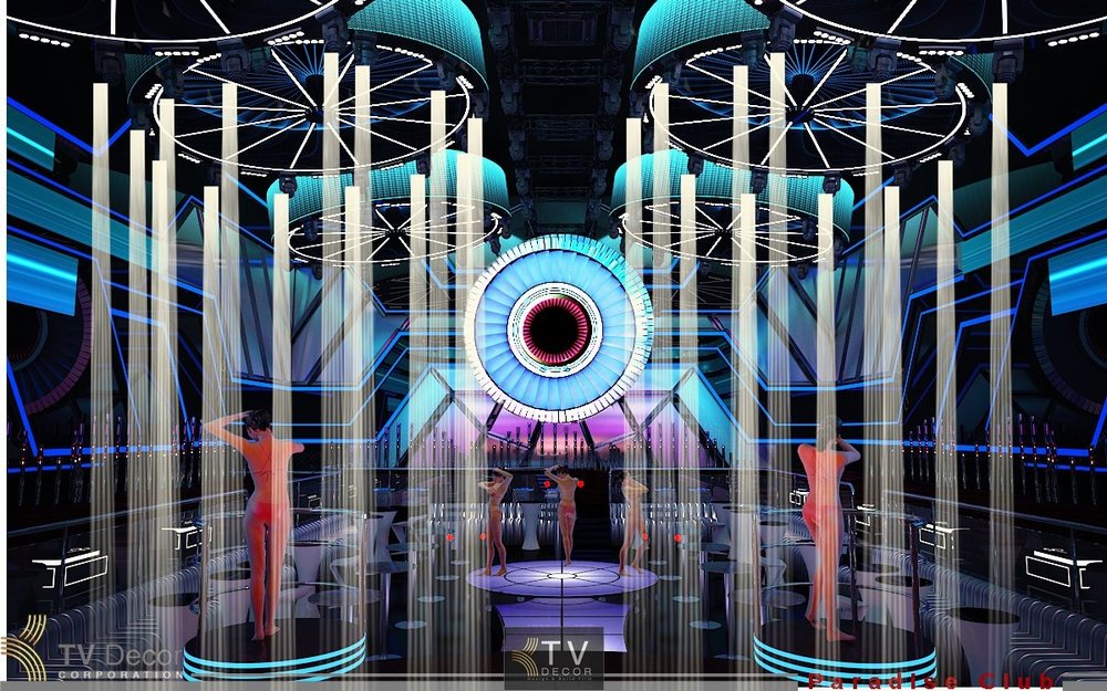KTV Group – Thi công Paradise Club với hệ trần ánh sáng chuyển động và turbine trung tâm ấn tượng