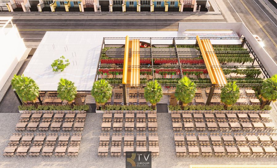 Thiết kế mặt tiền YOYO Beer Garden hiện đại không gian mở KTV GROUP