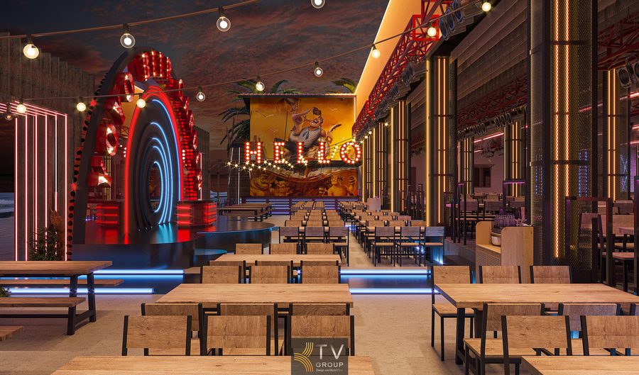 Góc chụp Beer Garden nổi bật với logo YO Beer Garden phát sáng ấn tượng. Hệ đèn LED Beer Garden tạo điểm nhấn thu hút từ xa, giúp tối ưu nhận diện thương hiệu.