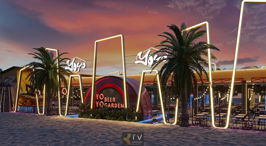 Beer Garden Phan Thiết thiết kế ấn tượng với ánh sáng nghệ thuật và không gian giải trí sôi động.