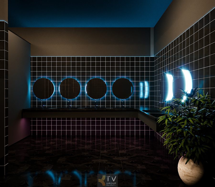 Biển hiệu WC Beer Garden phong cách ánh sáng neon tạo điểm nhấn sang trọng và dễ nhận diện.