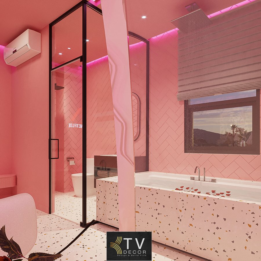 Thiết Kế Thi Công Nội Thất Phòng Khách Sạn Tình Yêu – Phong Cách Pink Romantic Đẳng Cấp 2025