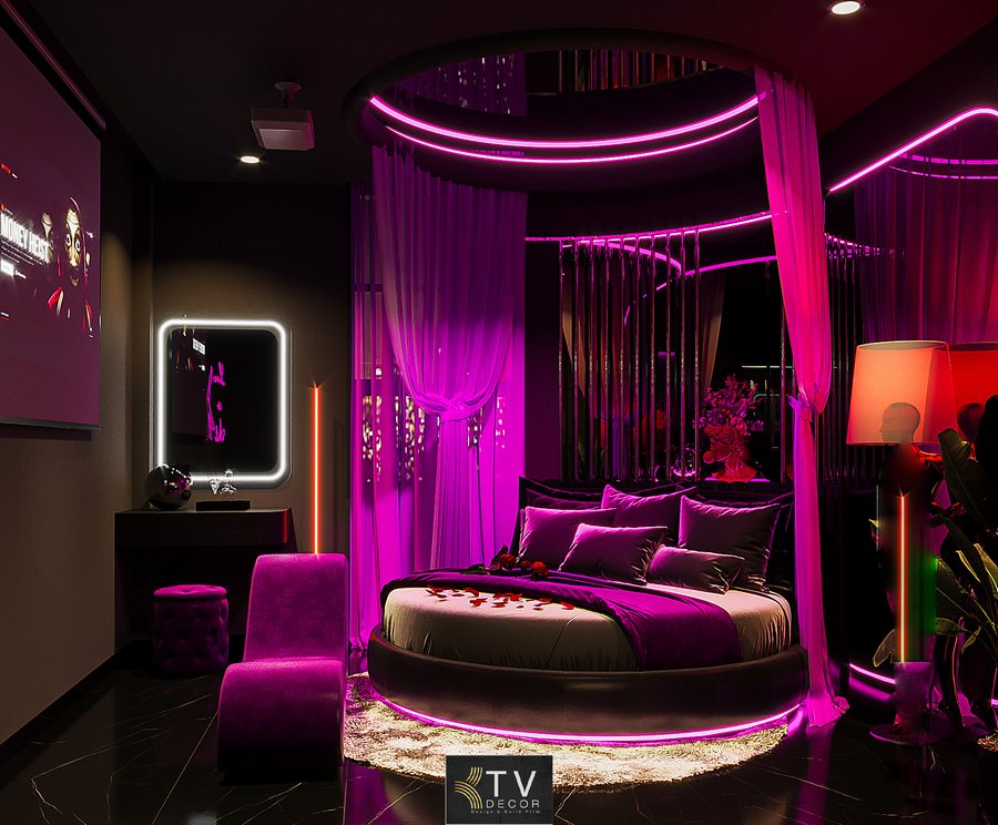 H1: Thiết kế thi công nội thất phòng khách sạn chủ đề tình yêu lãng mạn – KTV GROUP 