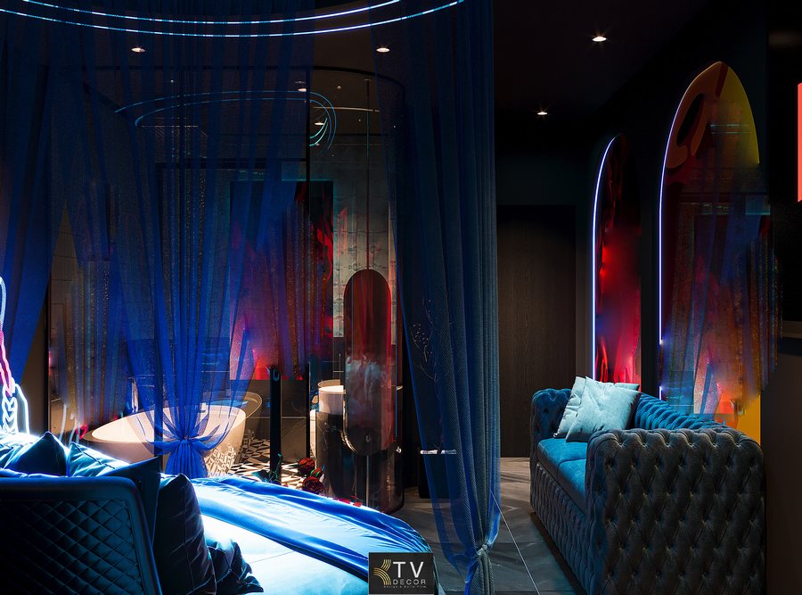 Mô tả chi tiết thiết kế thi công nội thất phòng khách sạn chủ đề tình yêu lãng mạn – phong cách Ánh Sáng Đương Đại