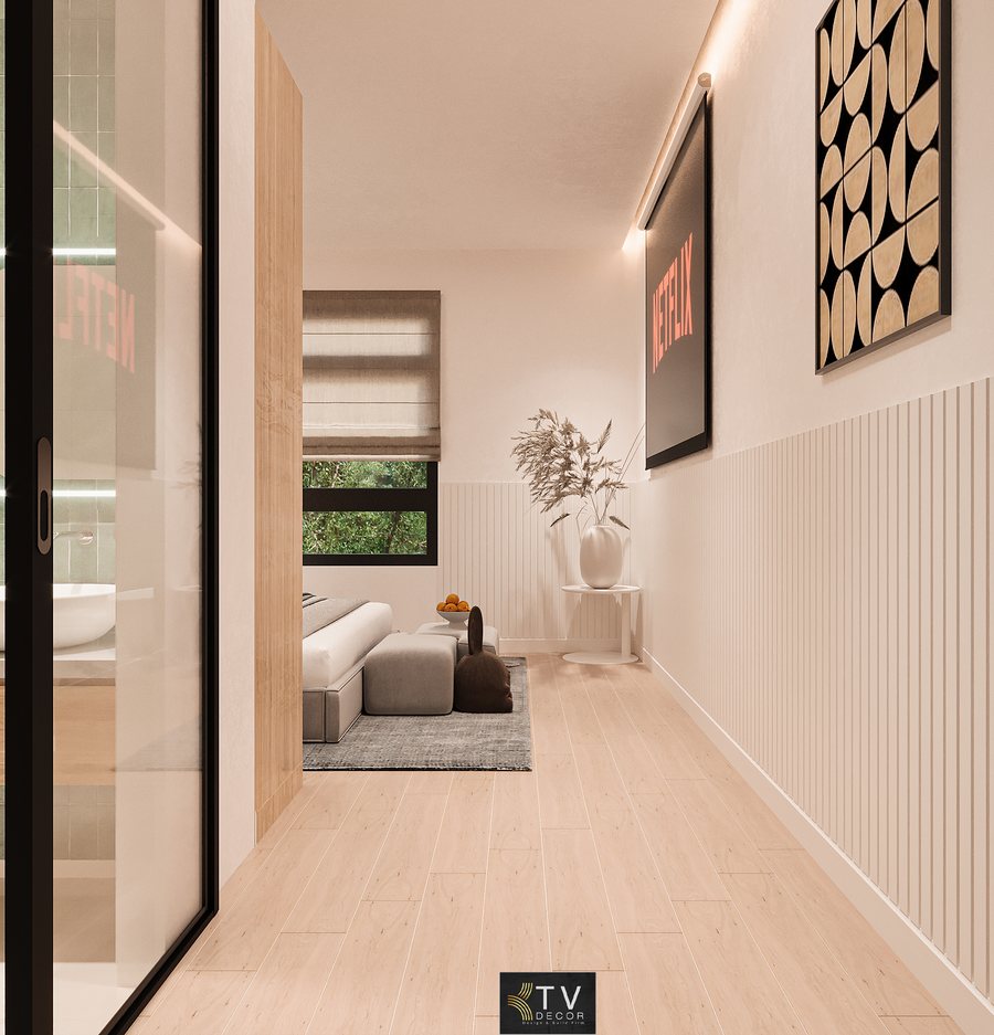 H2 – Không Gian Phòng Khách Sạn Màu Sáng Tự Nhiên – Sự Kết Hợp Giữa Ánh Sáng, Gỗ Và Nghệ Thuật Tối Giản 