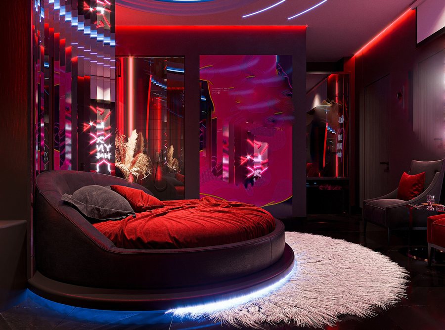 H2: Thiết Kế Thi Công Nội Thất Phòng Khách Sạn Chủ Đề Tình Yêu Lãng Mạn – Phong Cách Neon Romantic Luxury 