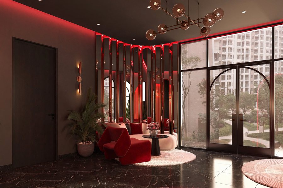 Dịch vụ thiết kế thi công nội thất phòng tiếp tân khách sạn phong cách hiện đại, màu sắc tinh tế, ánh sáng cao cấp. Tối ưu trải nghiệm đón tiếp và nâng tầm thương hiệu khách sạn. 