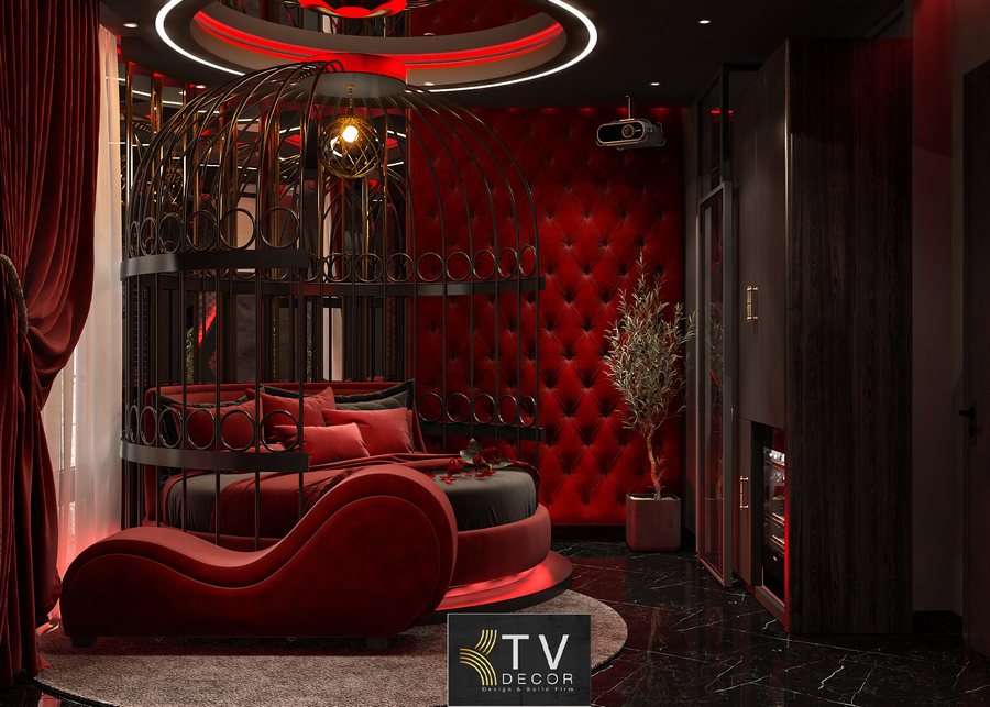 Giải Pháp Thiết Kế Nội Thất Phòng Khách Sạn Tình Yêu Tông Đỏ Sang Trọng, Ấn Tượng Và Tối Ưu Trải Nghiệm