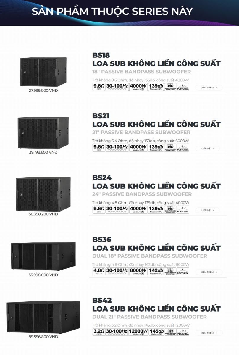 BS Series Passive Bandpass Subwoofer – Loa Sub Không Liền Công Suất Cho Nightlife, Âm Thanh Bar, Club & Karaoke 3