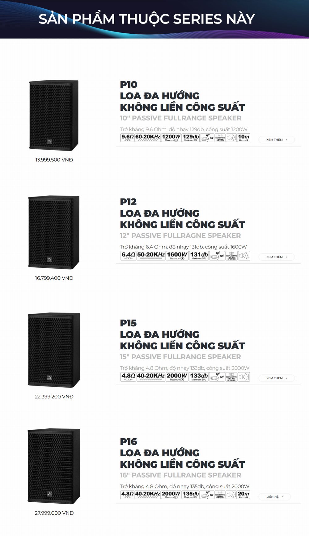 P-Series – Loa Đa Hướng Passive Fullrange | Âm Thanh Chuyên Nghiệp Cho Bar, Club & Karaoke 