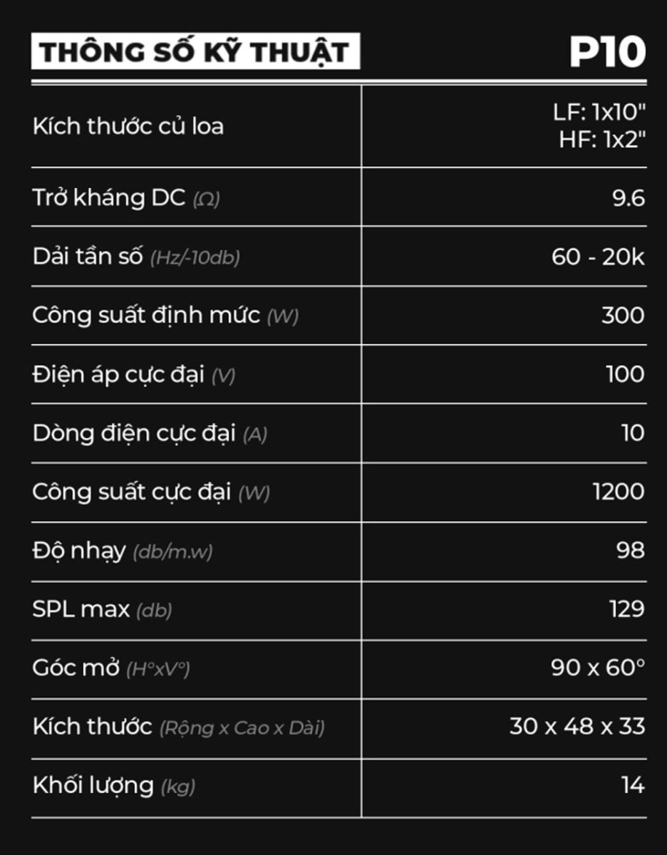P10 – Loa Đa Hướng Passive Fullrange 10” | Âm Thanh Nightlife Cho Bar, Club & Karaoke 5