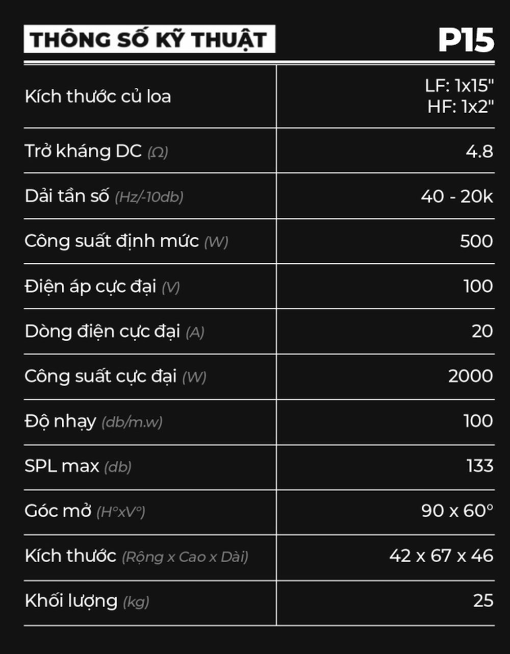 P15 – Loa Đa Hướng Passive Fullrange 15” | Âm Trầm Mạnh Mẽ Cho Bar, Club, Karaoke & Hội Trường 2