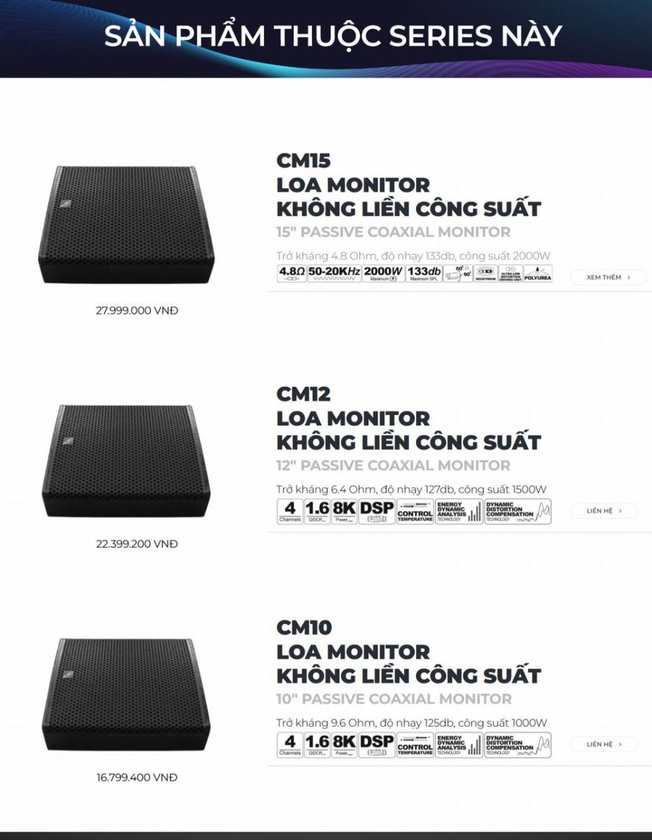 M SERIES – LOA KIỂM ÂM ACTIVE / PASSIVE (LIỀN / KHÔNG LIỀN CÔNG SUẤT) – STAGE MONITOR 2