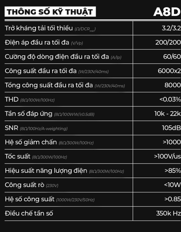 Cục Đẩy Công Suất Dare Audio A8D – 2 Kênh DSP Class-D 6000W Karaoke Bar Lounge KTV 9