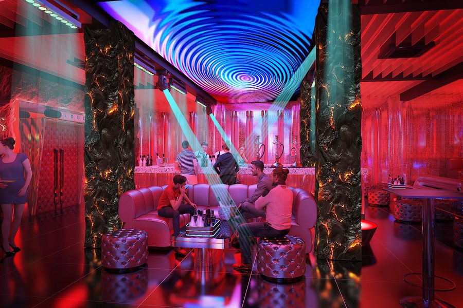 Không gian Bar Club tại TP.HCM trở nên sống động và bùng nổ khi kết hợp hệ thống ánh sáng sân khấu chuyên nghiệp. Các tia laser xanh – đỏ – tím  