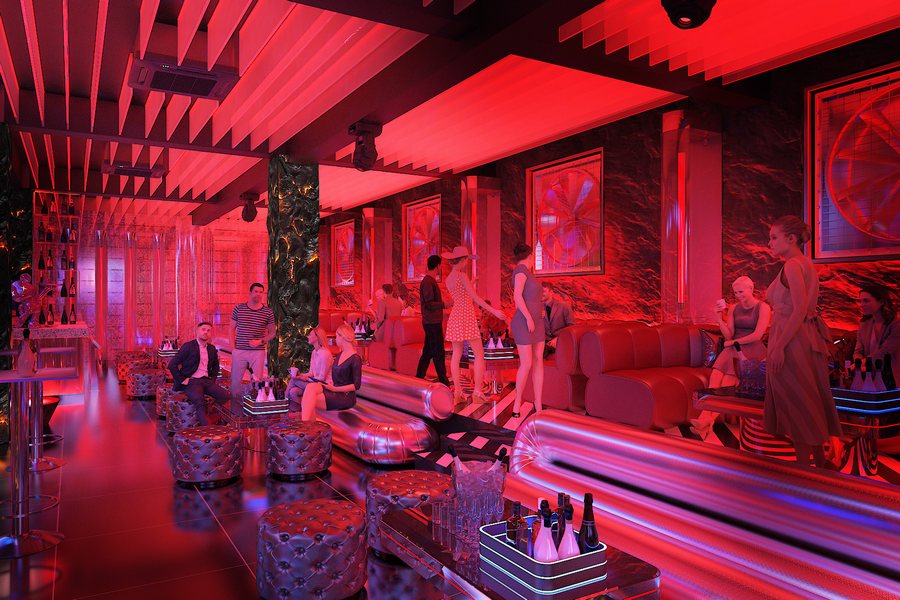 Thiết kế thi công Bar Club tại TP.HCM phong cách hiện đại với ánh sáng đỏ sang trọng 