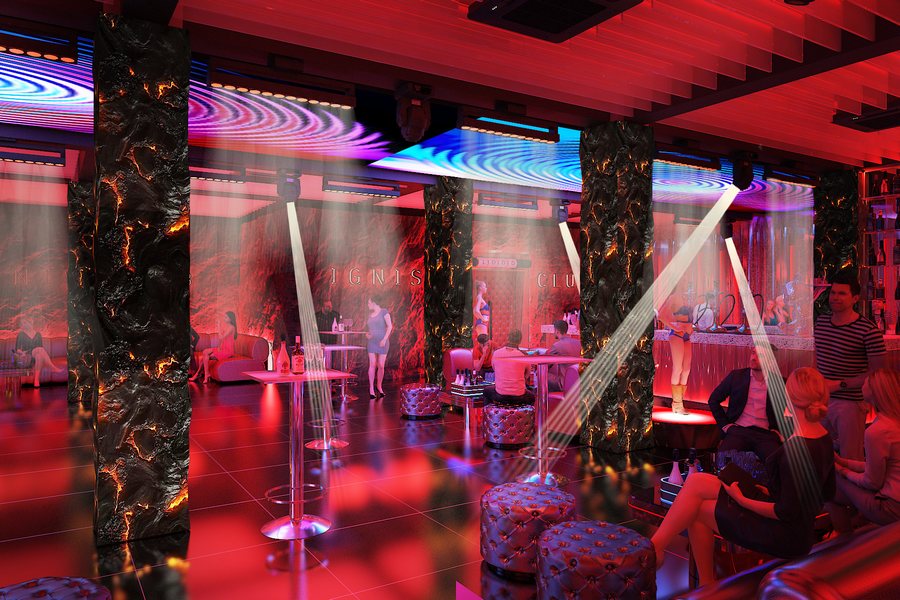 Bar Club TPHCM phong cách hiện đại, ánh sáng sân khấu và hiệu ứng đèn laser tạo không khí sôi động, cuốn hút khách hàng. 