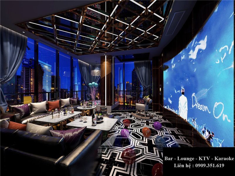 Thiết kế thi công karaoke tại Biên Hòa – Đồng Nai với không gian sang trọng, màn hình LED lớn và view thành phố.