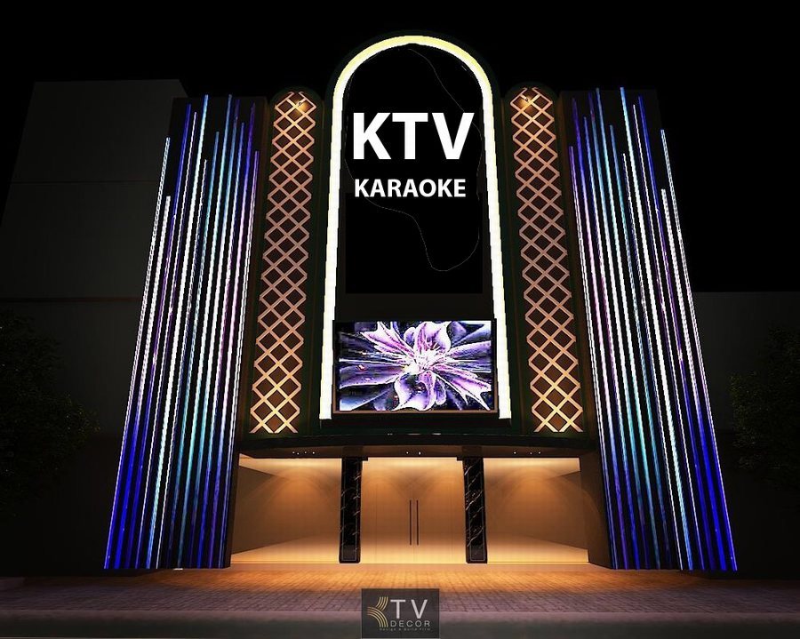 Thiết kế thi công karaoke tại Đà Lạt Lâm Đồng mặt tiền KTV hiện đại, hệ đèn LED đổi màu, màn hình LED lớn – TV Decor Design 