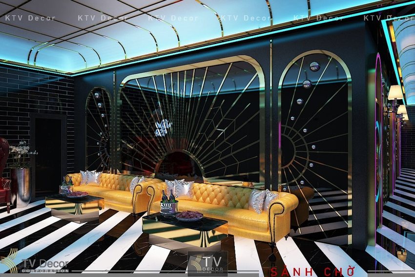 Thiết kế thi công karaoke phong cách sang trọng với sảnh chờ hiện đại – KTV Decor 