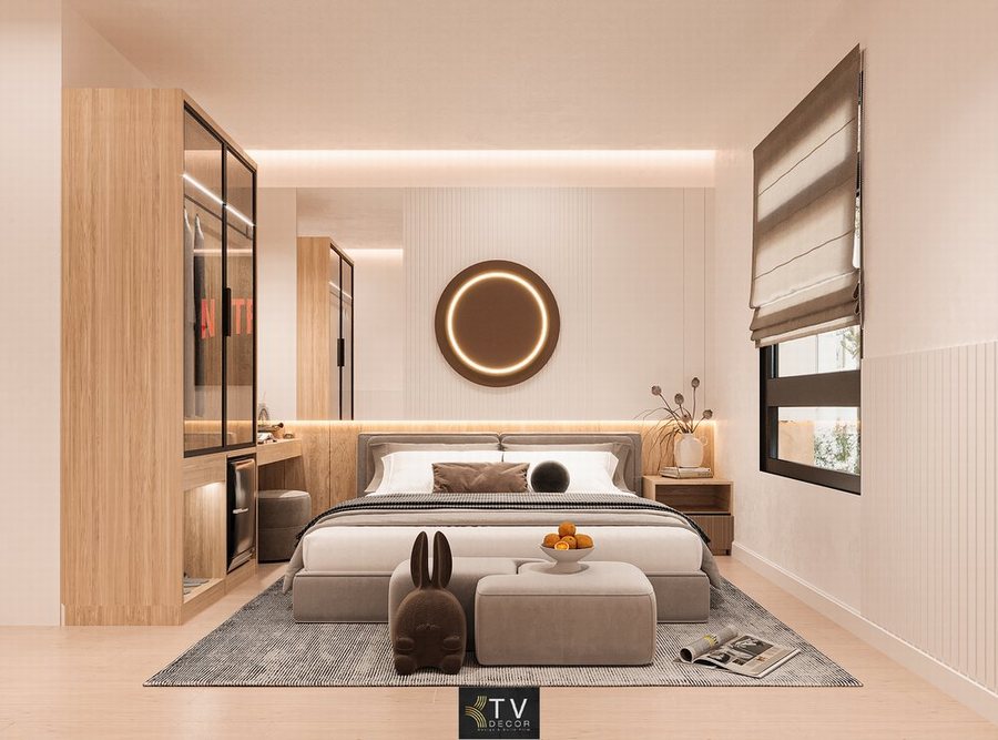 Thiết kế thi công khách sạn và khách sạn tình yêu tại Tây Ninh theo phong cách tối giản hiện đại, nội thất gỗ và ánh sáng ấm áp. 